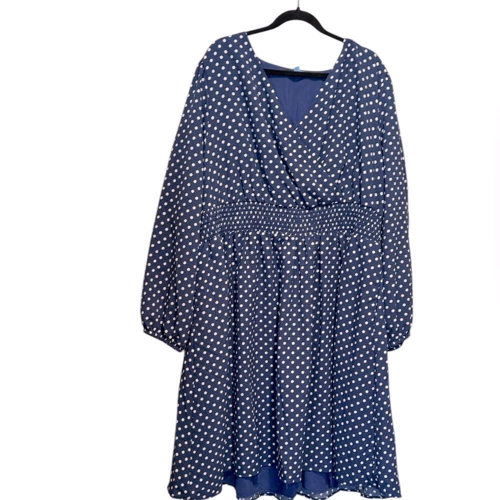 Draper James Navy Blue Polka Dot Midi Dress - Picture 6 of 15
